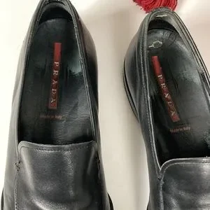 Prada | Shoes | Prada Mens Size 9 2 4 Black Leather Loafers  display picture 1